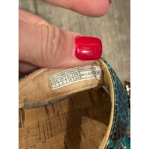 Vionic Women's Green Ortho heel Snakeskin Print Slide Sandals Size 7 - Picture 7 of 7